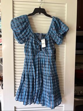 Francesca's Collections Blue and Black Plaid Mini Dress